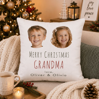 Personalised Grandma Christmas Gift 2 Photo Pillow
