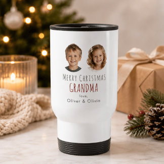 Personalised Grandma Christmas Gift Photo Tumbler Travel Mug