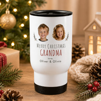 Personalised Grandma Christmas Gift Photo Tumbler Travel Mug