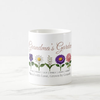Personalised Grandma Crochet Style Birth Flower Coffee Mug