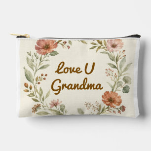 Personalised Grandma Custom Floral Wreath Gift Accessory Pouch
