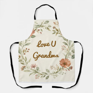 Personalised Grandma Custom Floral Wreath Gift Apron