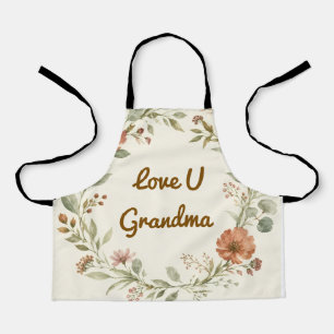 Personalised Grandma Custom Floral Wreath Gift Apron