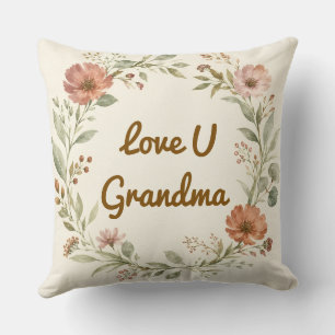 Personalised Grandma Custom Floral Wreath Gift Cushion