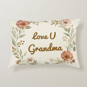 Personalised Grandma Custom Floral Wreath Gift Decorative Cushion