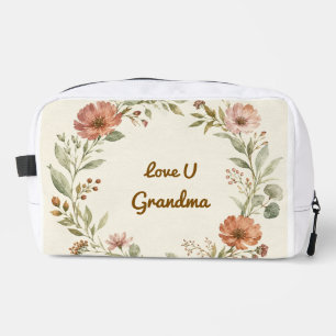 Personalised Grandma Custom Floral Wreath Gift Dopp Kit