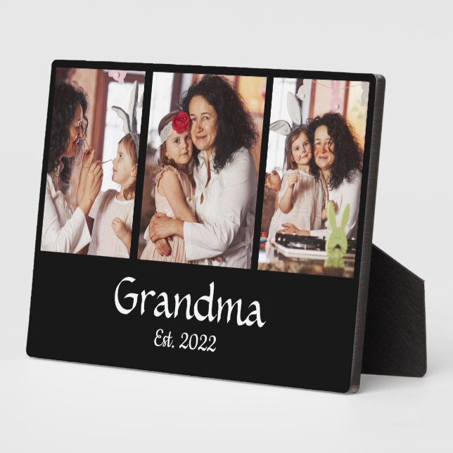 Personalised Grandma Established 3-Photo Collage Plaque (Side)