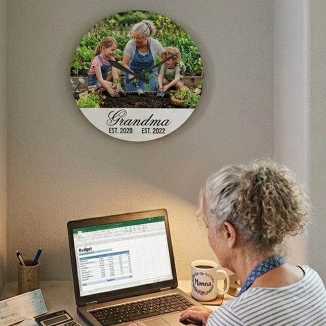 Personalised Grandma Established Photo Keepsake Large Clock (Personalized Grandma Established Photo Keepsake Large Clock)