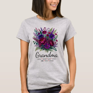 Personalised Grandma Floral Grandma Names Gift T-Shirt