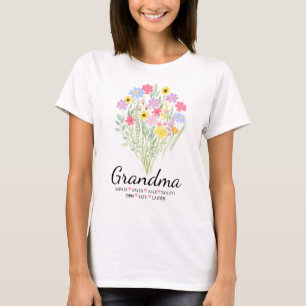 Personalised Grandma Floral Grandma Names Gift T-Shirt