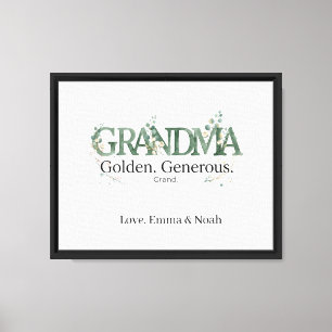 Personalised Grandma Golden Generous Grand Quote Canvas Print