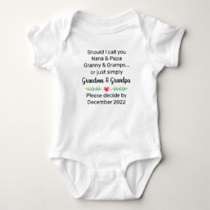 Personalised Grandma Grandpa Pregnancy Reveal Baby Bodysuit