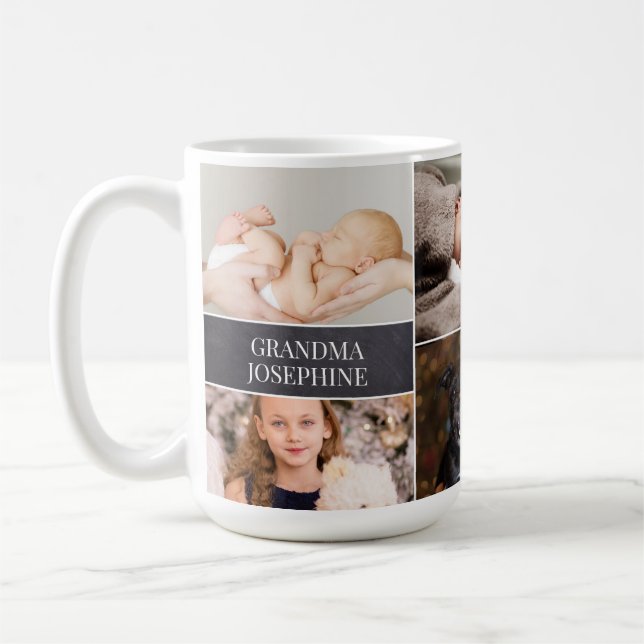 Personalised Grandma Name Photo Collage Coffee Mug (Left)