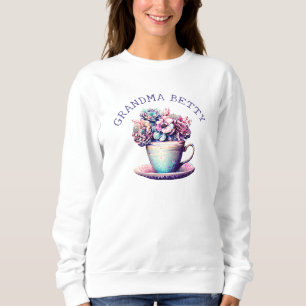 Personalised Grandma Name   Pretty Floral Sweatshirt