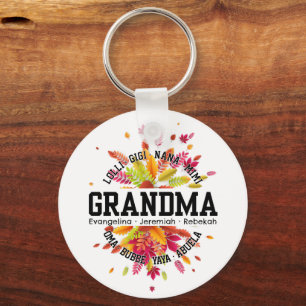 Personalised GRANDMA Nana Mimi Gigi Floral  Key Ring