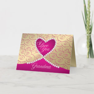 Personalised Grandma Pearls  Valentine Card