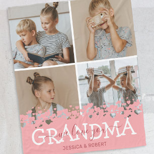 Personalised Grandma Photo Collage Fleece Blanket