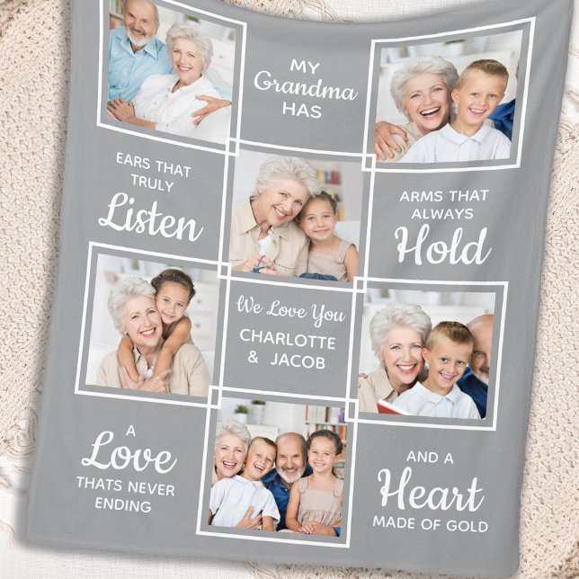 Personalised Grandma Photo Collage Fleece Blanket (Creator Uploaded)