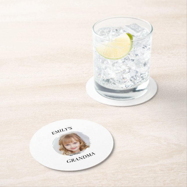 Personalised Grandma Photo Paper Coaster (Insitu)