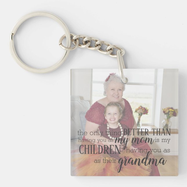 Personalised Grandma Photo Quote Keychain (Front)