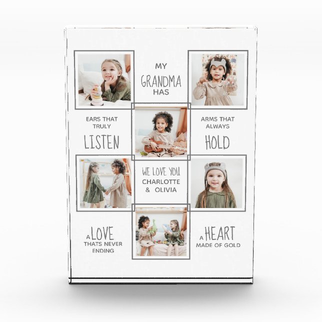 Personalised Grandma Picture Collage Grandmother Photo Block (Front)