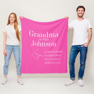 Personalised Grandma Pink Fleece Blanket