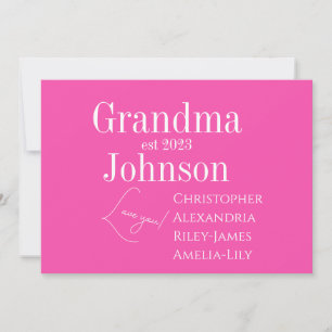 Personalised Grandma Pink Holiday Card