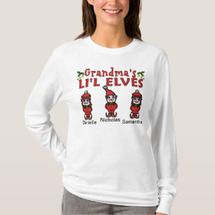 Personalised Grandma’s Li'l Elves 2 Girls 1 Boy T-Shirt