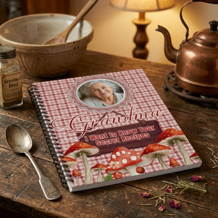 Personalised Grandma Secret Recipes Photo Rustic Notebook