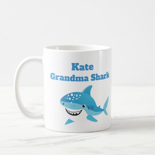 Personalised Grandma Shark Custom Name  Coffee Mug (Left)