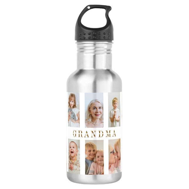 Personalised Grandma Water Bottle | Custom Photos (Front)