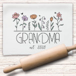 Personalised Grandma Wildflowers Tea Towel<br><div class="desc">A personalised gift for the grandma who loves to bake</div>