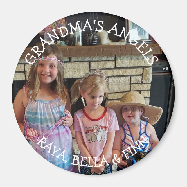 Personalised Grandma's Angels Photo Magnet (Front)