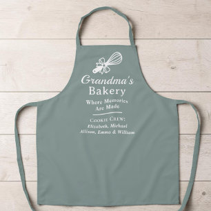 Personalised Grandma's Bakery Sage Green Kitchen Apron