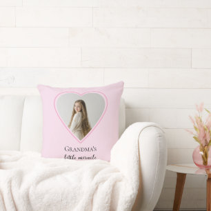 Personalised Grandma's Little Miracle Heart Photo  Cushion