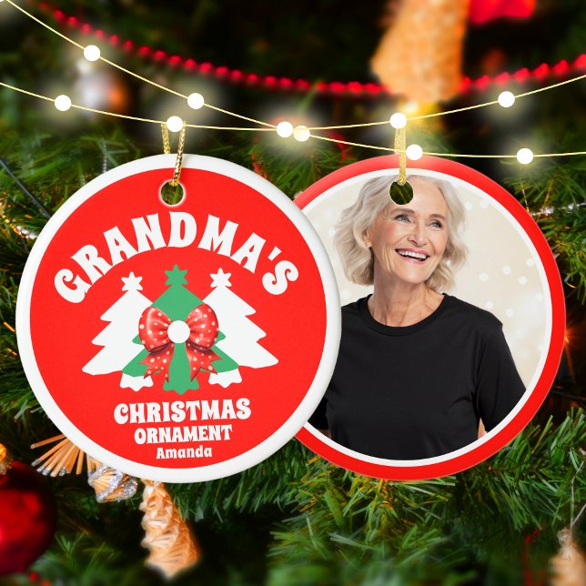 Personalised Grandma's Photo Christmas Tree Ceramic Tree Decoration (Creator Uploaded)