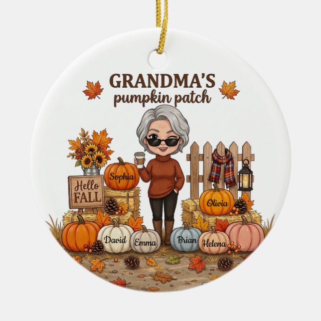 Personalised Grandma's Pumpkin Patch Ornament (Front)