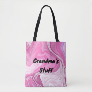Personalised Grandma's Stuff   Pink and White  Tote Bag