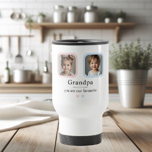 Personalised Grandpa    2 Grandkids Photo Gift Travel Mug