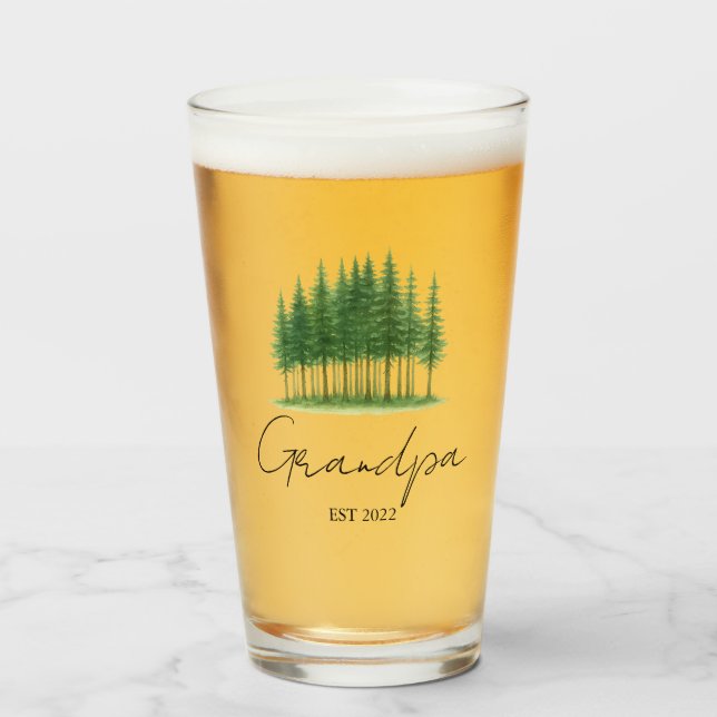 Personalised Grandpa Beer Glass – Established Year (Front Filled)