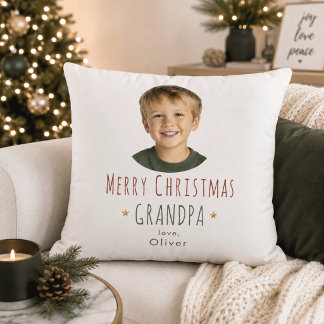 Personalised Grandpa Christmas Gift Photo Pillow
