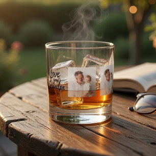 Personalised Grandpa Custom Photo  Whiskey Glass