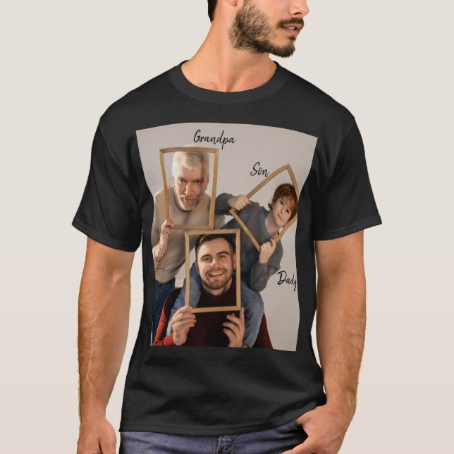 Personalised Grandpa Father Son  T-Shirt (Front)