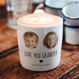 Personalised Grandpa Gift Custom Grandchild Face Espresso Cup