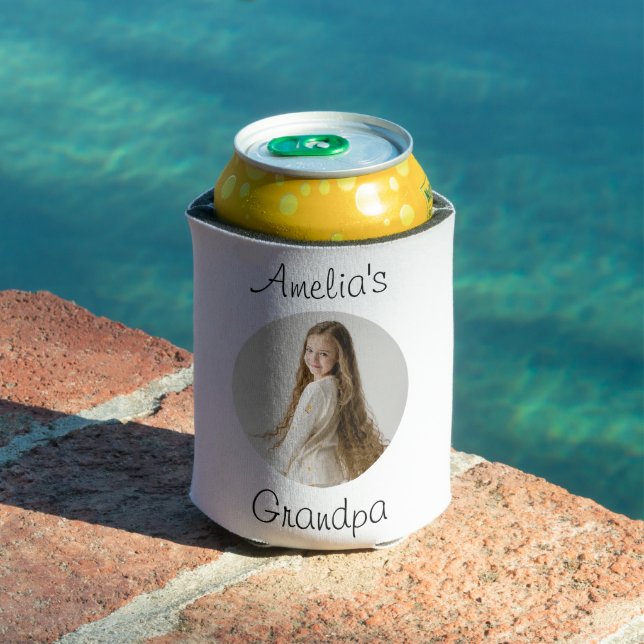Personalised Grandpa Gift – Grandchild Face -  Can Cooler (In Situ Pool)