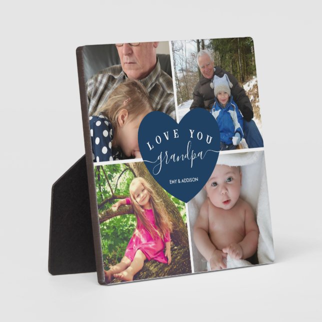 Personalised Grandpa Gifts Family Photo Collage Plaque (Front)