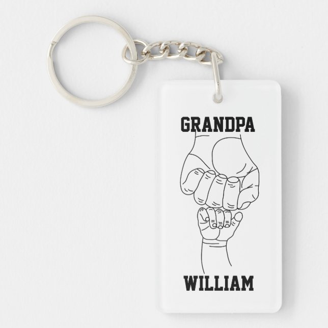 Personalised Grandpa Grandchild Gift Grandfather Key Ring (Front)