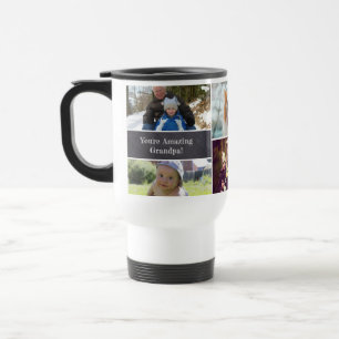 Personalised Grandpa Photo Collage Chalkboard Travel Mug