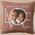 Personalised Grandpa Photo Cushion<br><div class="desc">This We Love You Grandpa Photo Pillow is decorated with the word LOVE in white typography on a brown background.
Easily customisable with your photo and name.
Perfect as a Grandfather's gift.</div>