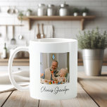 Personalised Grandpa Photo Gift Coffee Mug<br><div class="desc">Celebrate the love between grandparent and grandchild with this personalised photo mug. One side features your custom photo and name, like “Olivia’s Grandpa, ” while the other side displays the heartfelt quote: “Memories made with Grandpa are forever, ” paired with a sweet red heart. A warm and meaningful gift for...</div>